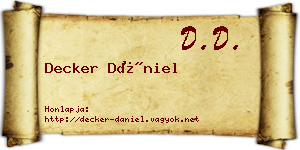 Decker Dániel névjegykártya